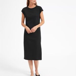 Everlane Black Cap Sleeve Midi Dress Crew Neck XS